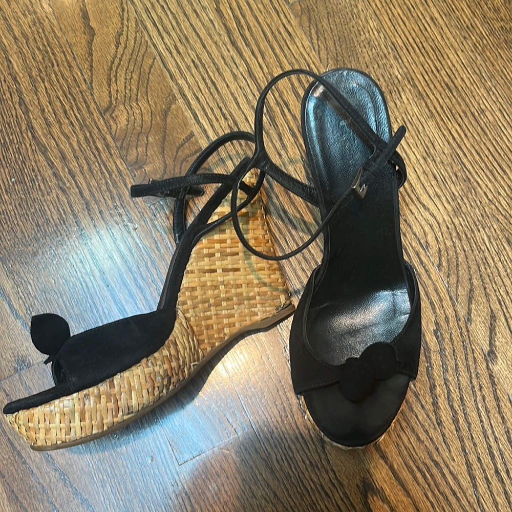 Prada black/tan suede espadrilles